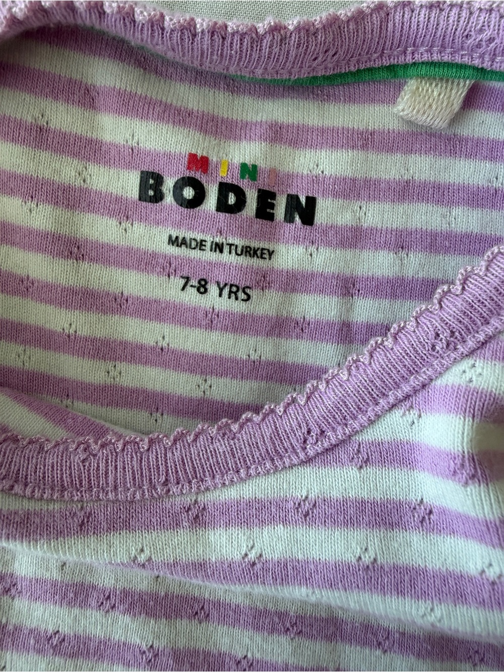 Mini Boden Short Sleeve Pointelle Top - Picture 3 of 3